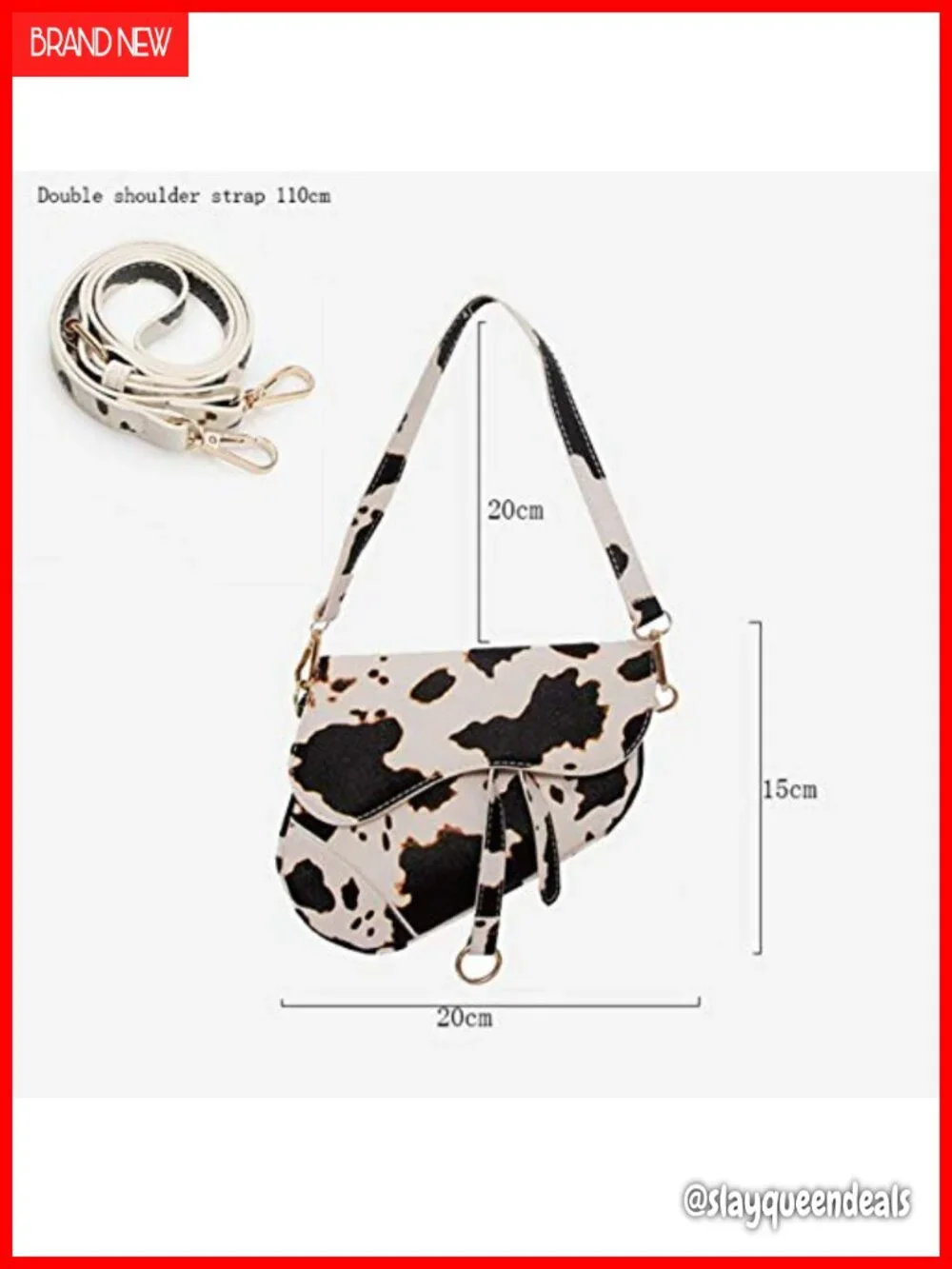 Women Cow Print Saddle Shoulder Bag Faux Leather Clutch Purse Underarm